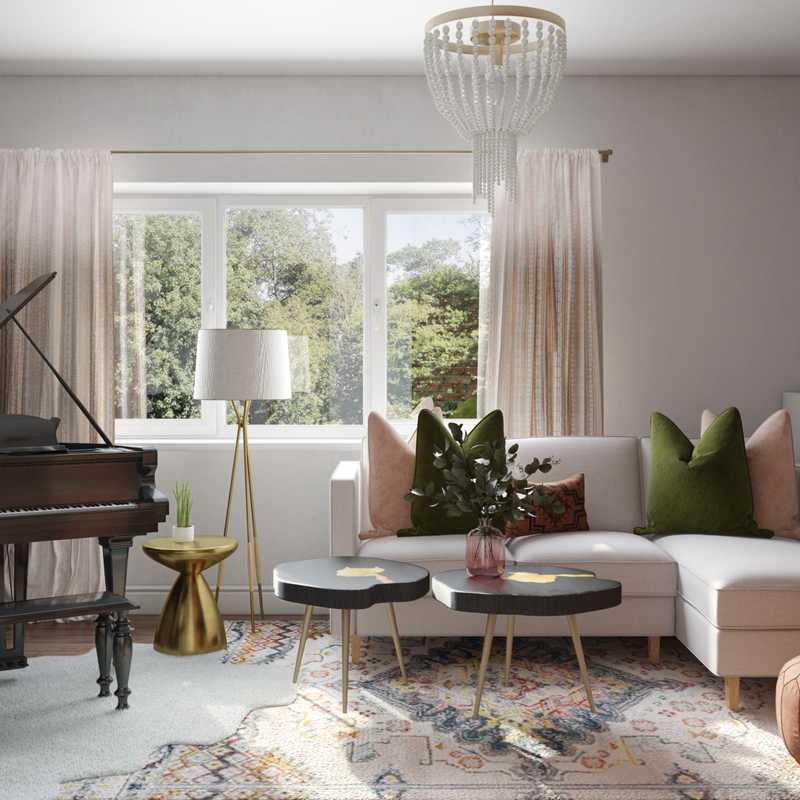 Eclectic, Bohemian, Midcentury Modern Living Room Design by Havenly Interior Designer Janice