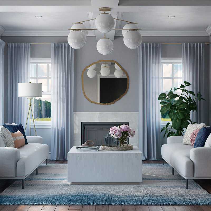 Contemporary, Glam, Minimal, Preppy Living Room Design by Havenly Interior Designer Fendy