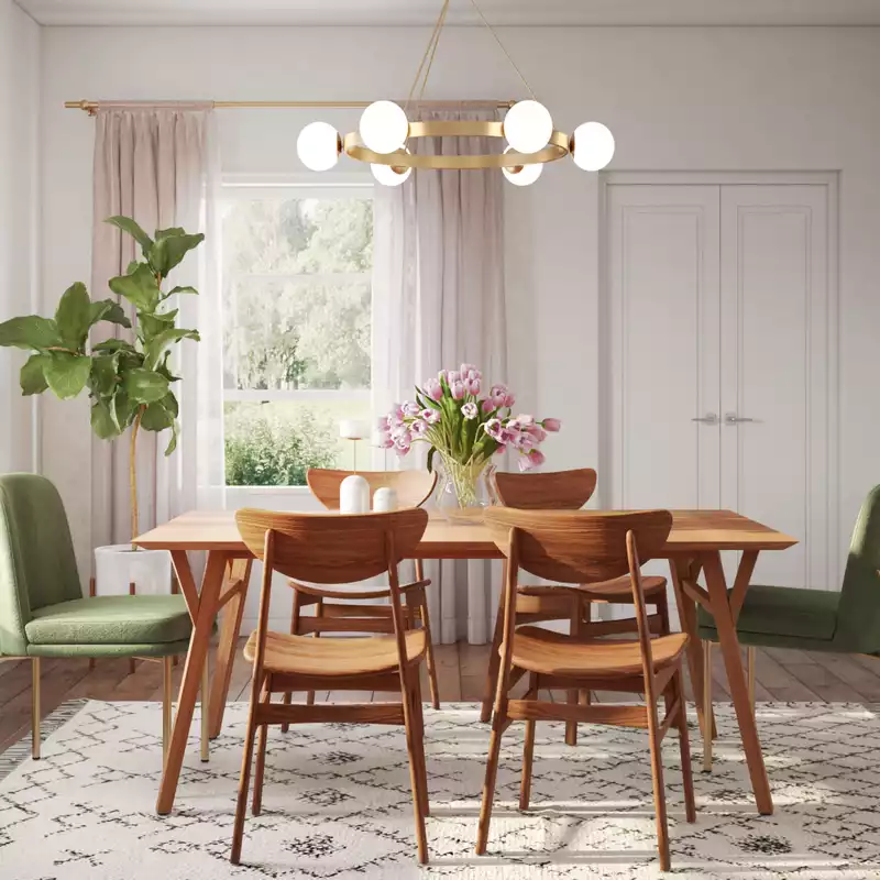 Bohemian, Midcentury Modern Dining Room Design by Havenly Interior Designer Janice