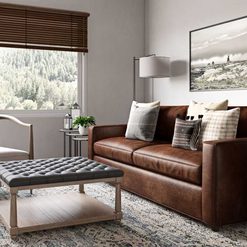 Farmhouse Living Room Design by Havenly Interior Designer Alexis