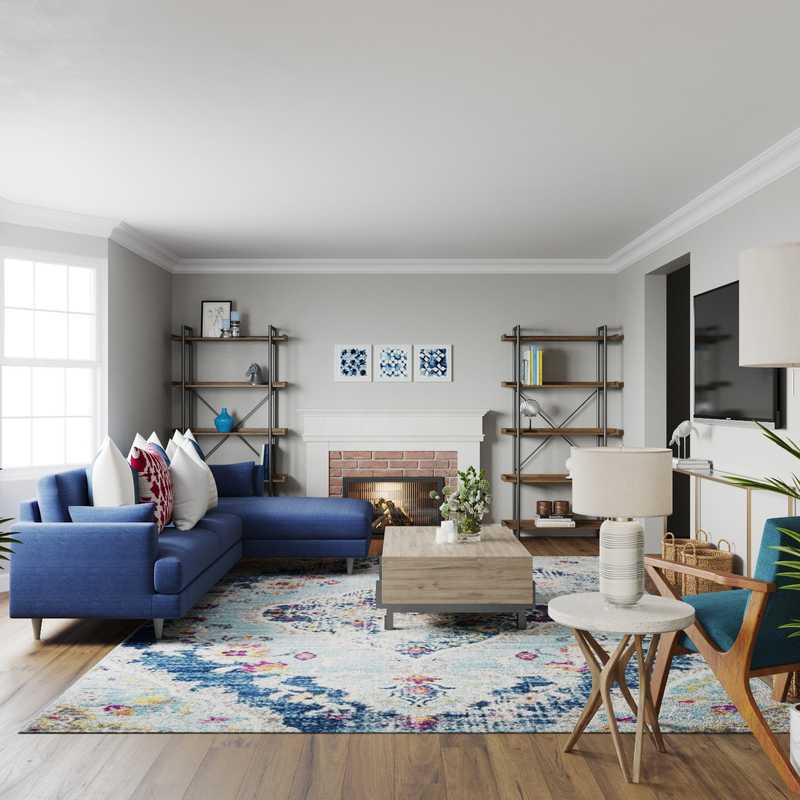 Coastal, Glam Living Room Design by Havenly Interior Designer Katerina