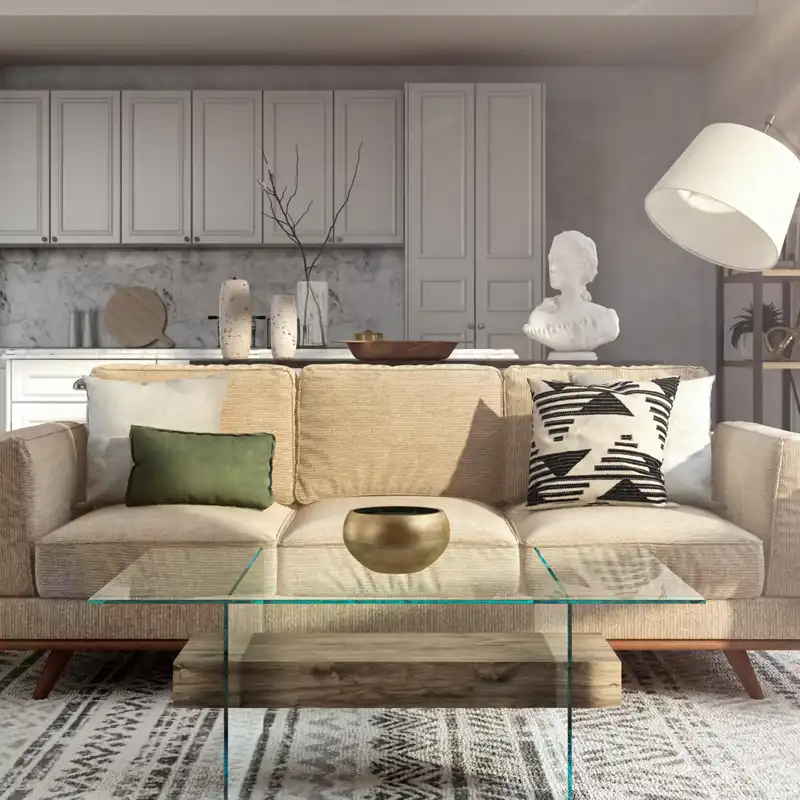 Contemporary, Modern, Eclectic, Midcentury Modern Living Room Design by Havenly Interior Designer Kayla