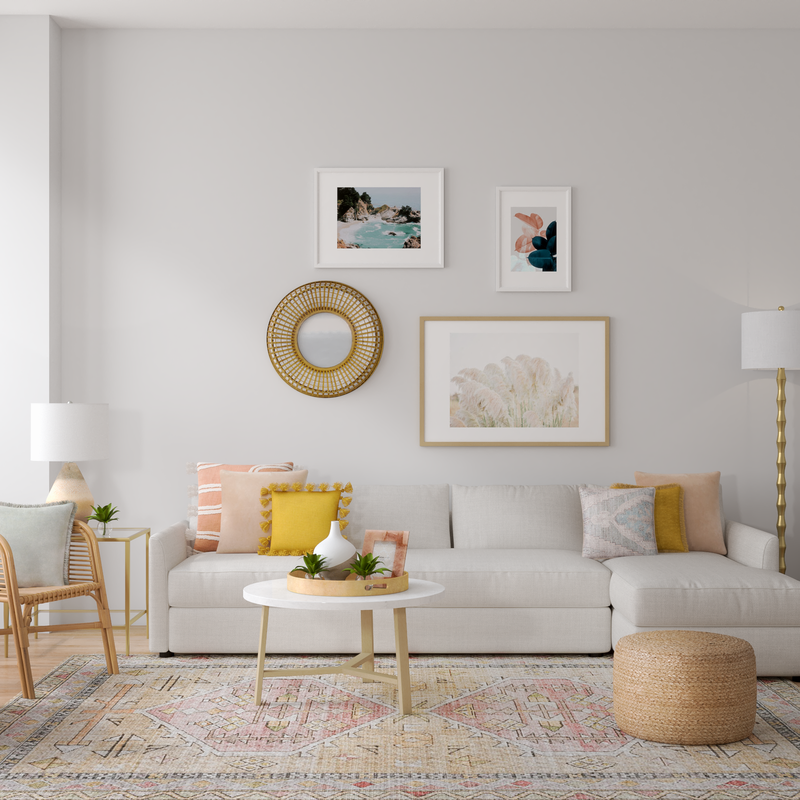 Bohemian, Midcentury Modern Living Room Design by Havenly Interior Designer Alexandra