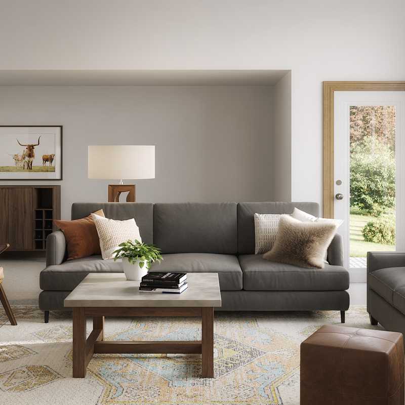 Rustic, Midcentury Modern Living Room Design by Havenly Interior Designer Katie