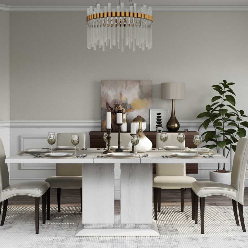 Glam, Transitional Dining Room Design by Havenly Interior Designer Vaishali