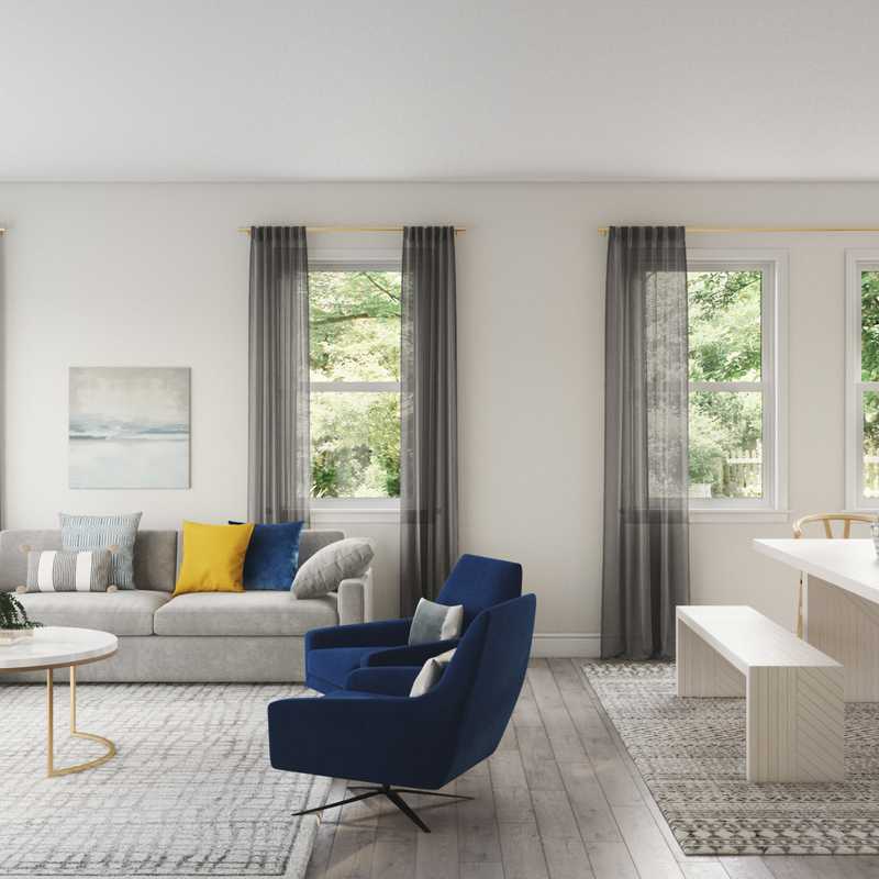 Contemporary, Glam, Midcentury Modern Living Room Design by Havenly Interior Designer Abril