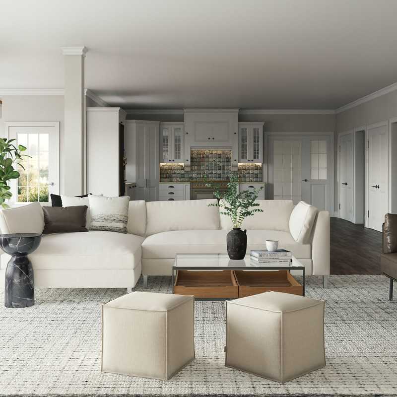 Modern, Classic, Farmhouse, Transitional Living Room Design by Havenly Interior Designer Stacy