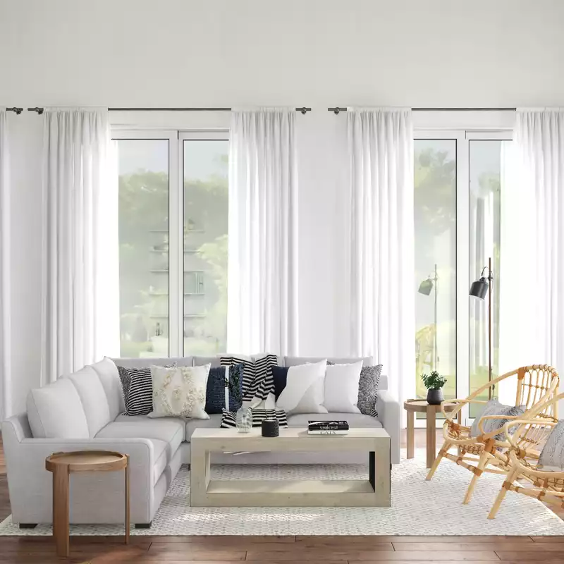 Bohemian, Coastal, Scandinavian Living Room Design by Havenly Interior Designer Katie