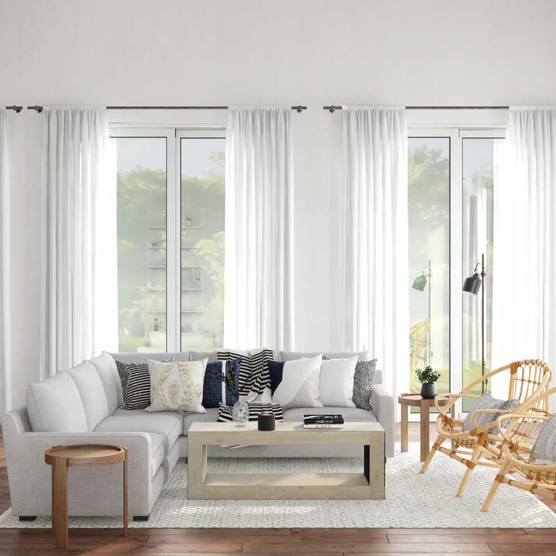 Bohemian, Coastal, Scandinavian Living Room Design by Havenly Interior Designer Katie