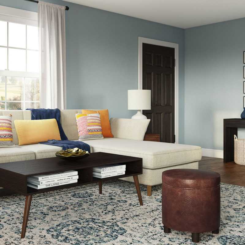Bohemian, Midcentury Modern Living Room Design by Havenly Interior Designer Stephanie
