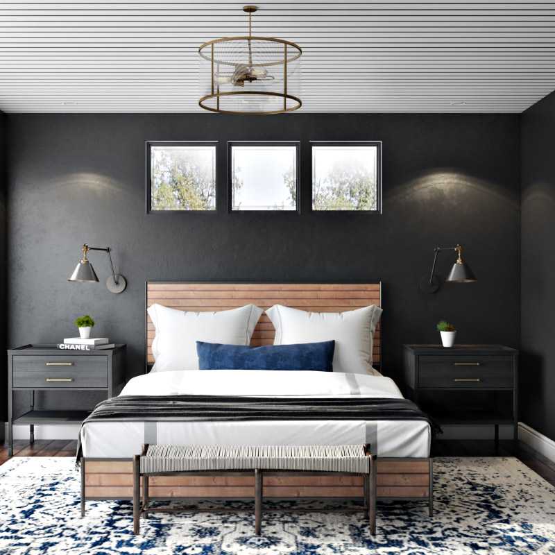 Industrial, Rustic, Transitional Bedroom Design by Havenly Interior Designer Stacy