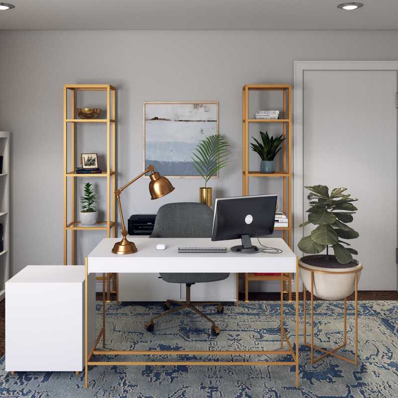Glam, Midcentury Modern Office Design by Havenly Interior Designer Kacie