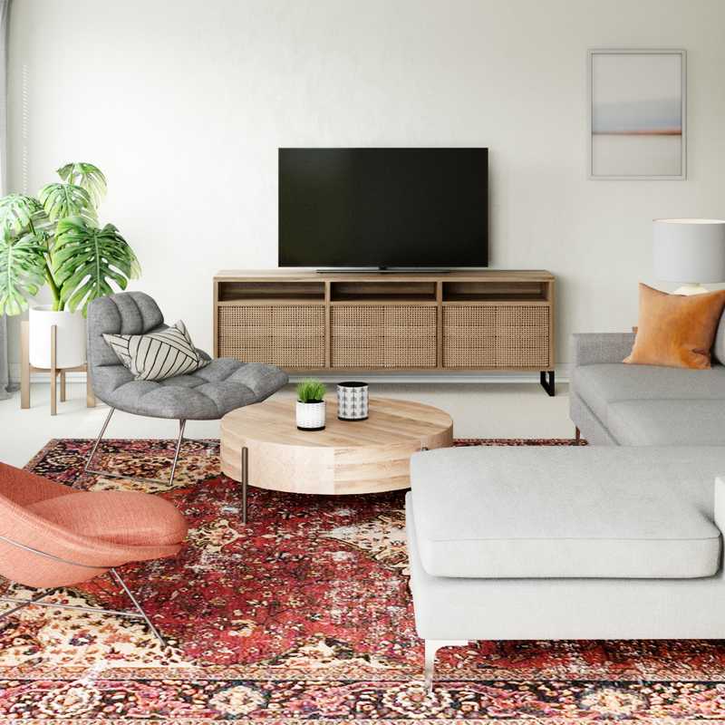 Modern, Eclectic, Bohemian, Rustic, Midcentury Modern, Minimal, Scandinavian Living Room Design by Havenly Interior Designer Jennifer