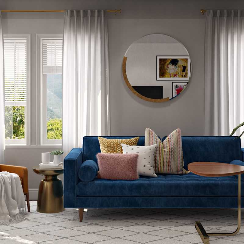 Bohemian, Midcentury Modern, Scandinavian Living Room Design by Havenly Interior Designer Kasee