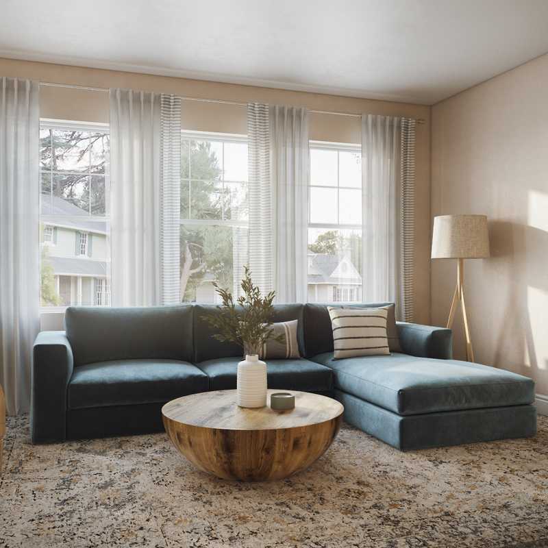 Bohemian, Farmhouse Living Room Design by Havenly Interior Designer Megan