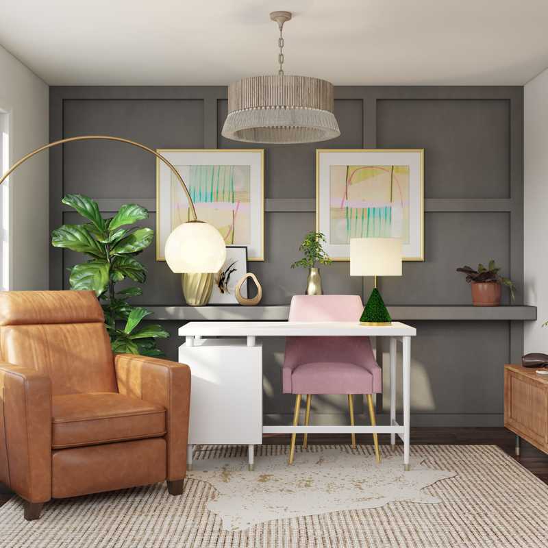 Glam, Rustic Office Design by Havenly Interior Designer Drew