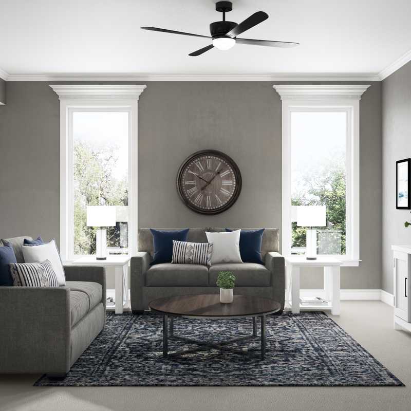 Coastal, Farmhouse Living Room Design by Havenly Interior Designer Rachel