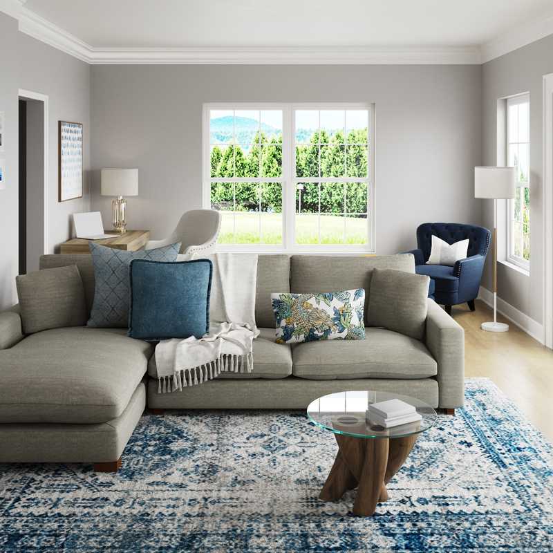 Bohemian, Coastal, Glam Living Room Design by Havenly Interior Designer Michelle