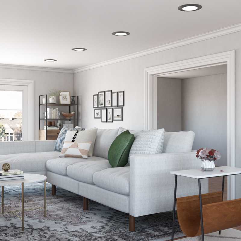 Glam, Midcentury Modern Living Room Design by Havenly Interior Designer Yoseika
