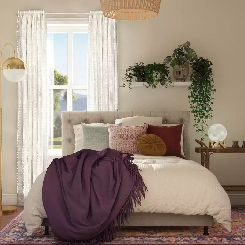 Bohemian, Midcentury Modern Bedroom Design by Havenly Interior Designer Legacy