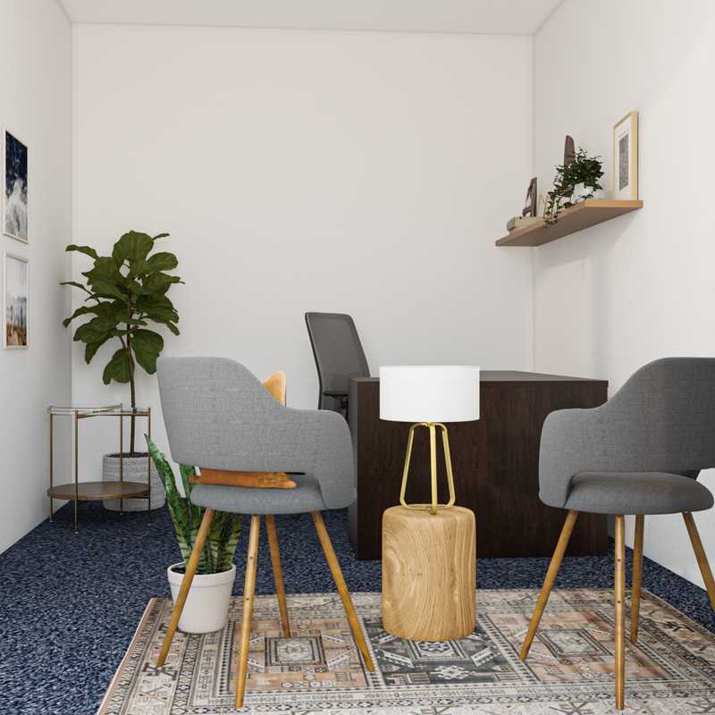 Modern, Bohemian, Midcentury Modern Office Design by Havenly Interior Designer Abby