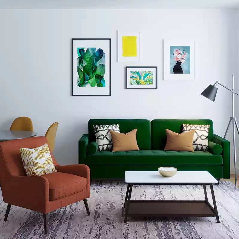 Modern, Midcentury Modern Living Room Design by Havenly Interior Designer Alice