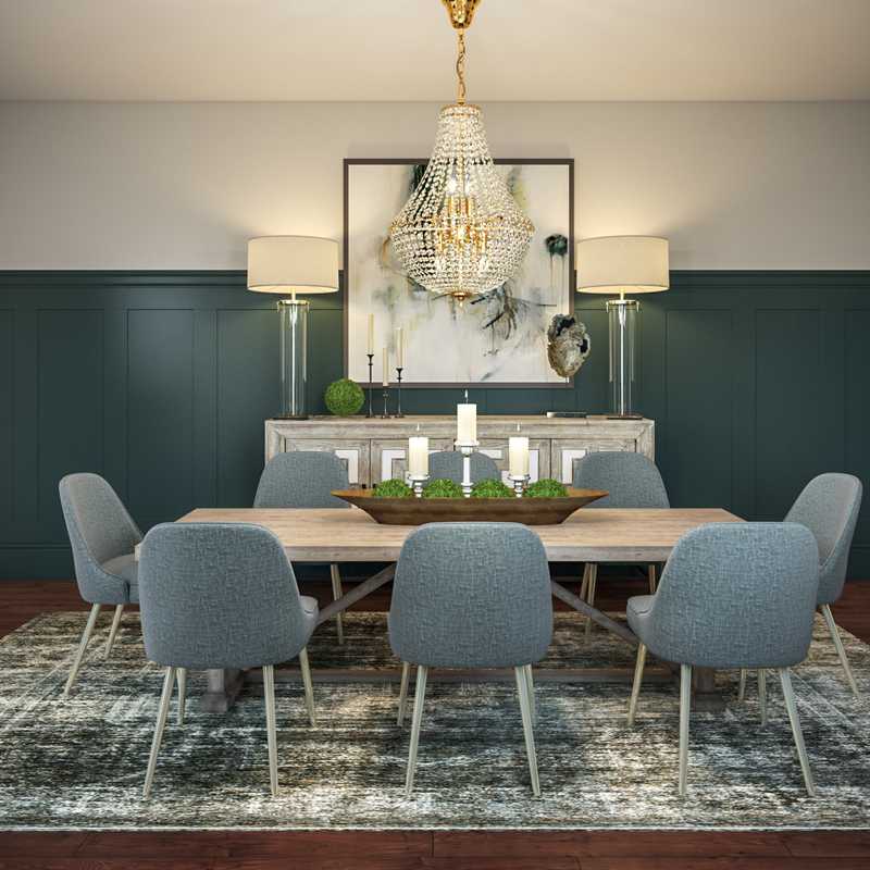 Rustic, Transitional Dining Room Design by Havenly Interior Designer Lyndsi