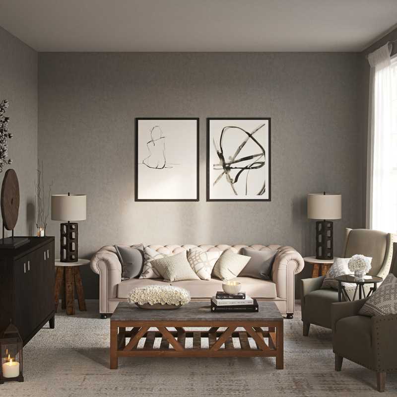 Contemporary, Classic, Industrial, Rustic, Transitional Living Room Design by Havenly Interior Designer Yoseika