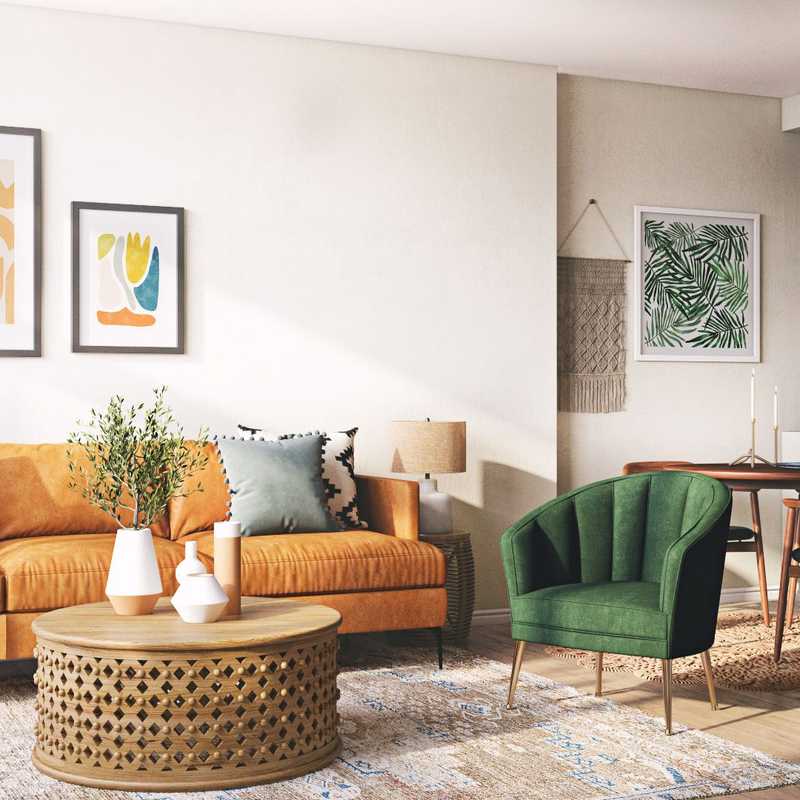 Eclectic, Bohemian, Midcentury Modern Living Room Design by Havenly Interior Designer Anna