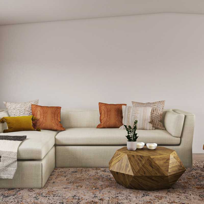 Contemporary, Farmhouse, Midcentury Modern Living Room Design by Havenly Interior Designer Hayley