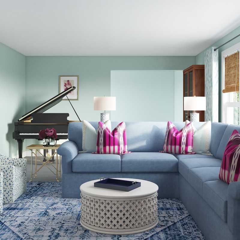 Classic, Traditional, Preppy Living Room Design by Havenly Interior Designer Brooke