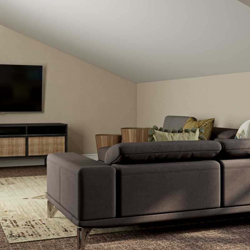Bohemian, Global, Midcentury Modern Living Room Design by Havenly Interior Designer Ciara