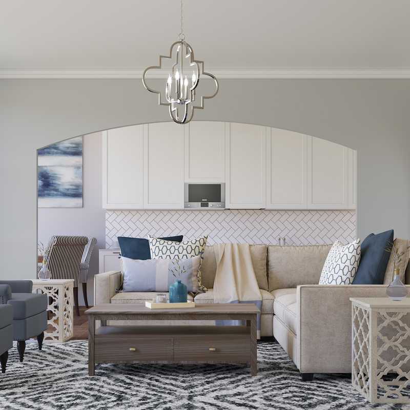 Contemporary, Classic, Transitional, Preppy Living Room Design by Havenly Interior Designer Lyndsi