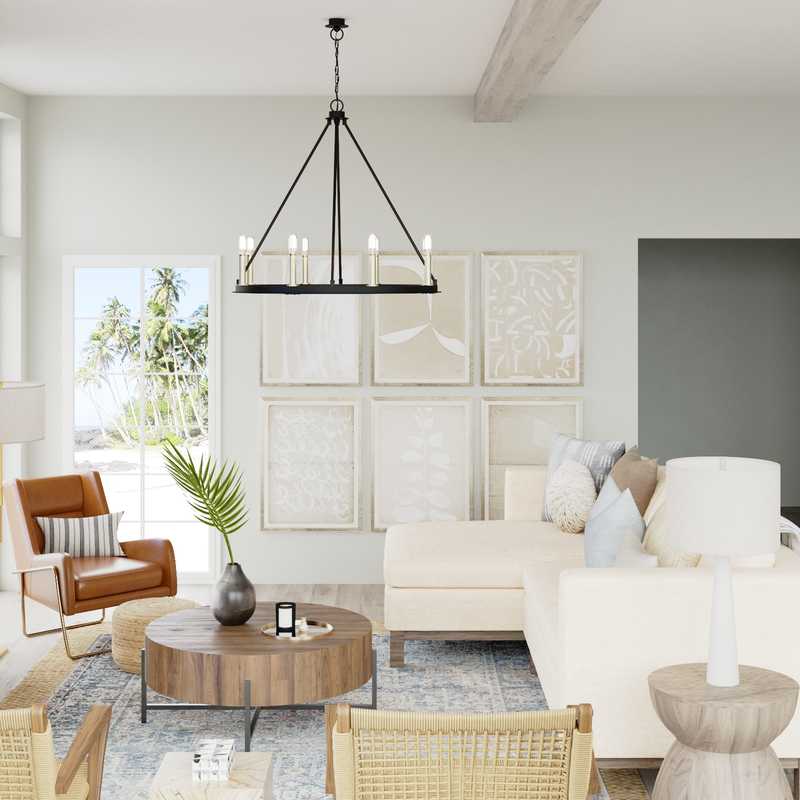 Classic, Coastal, Farmhouse Living Room Design by Havenly Interior Designer Kelly