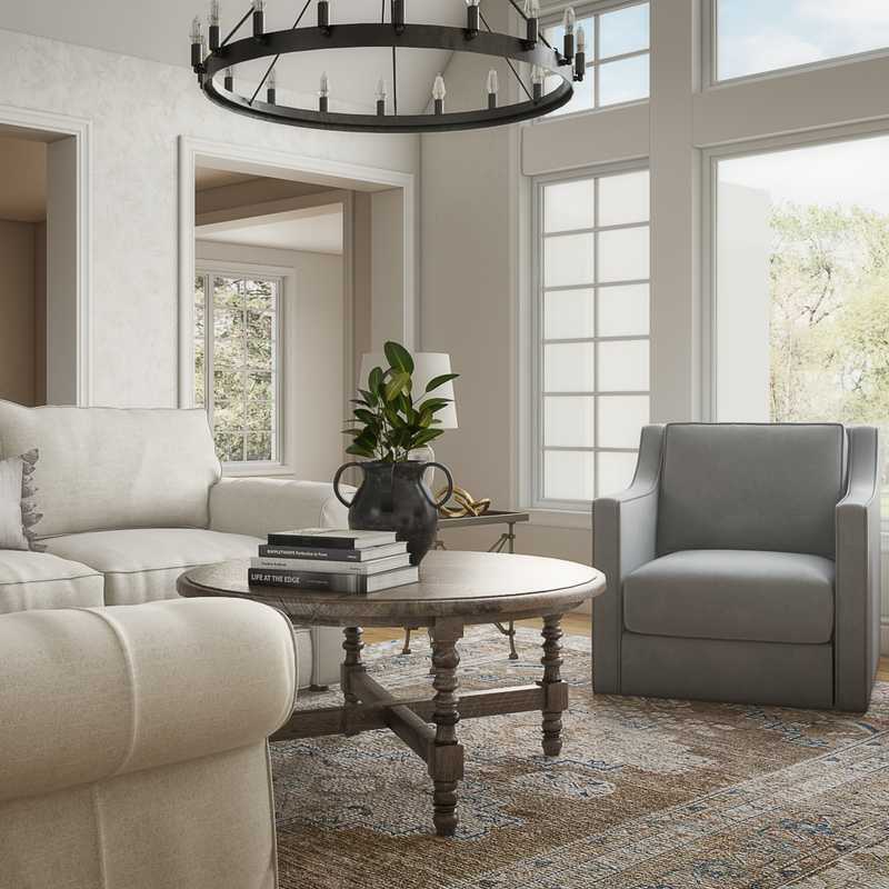 Classic, Bohemian, Farmhouse Living Room Design by Havenly Interior Designer Melissa