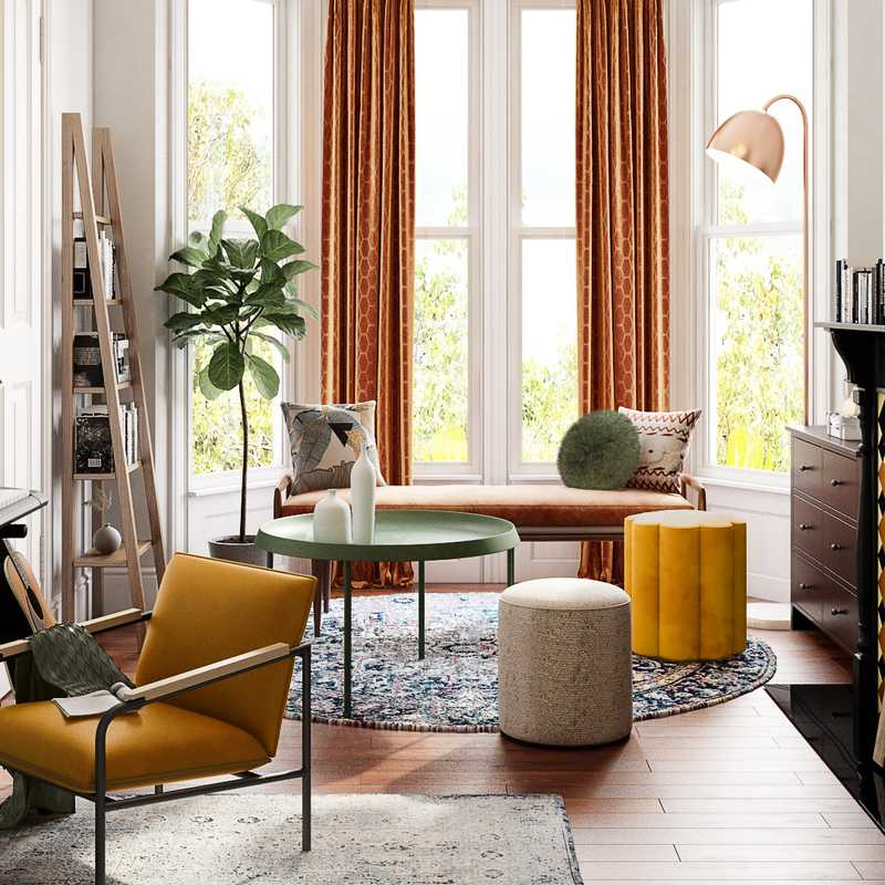 Eclectic, Midcentury Modern Living Room Design by Havenly Interior Designer Weiran