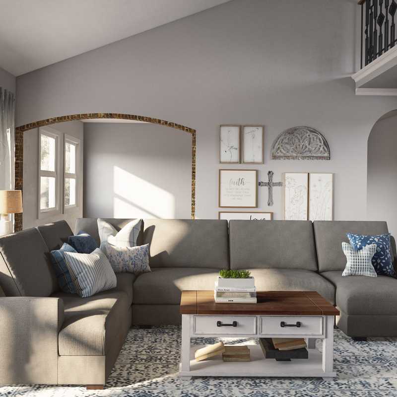 Farmhouse Living Room Design by Havenly Interior Designer Emma