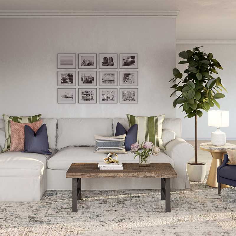 Classic, Farmhouse, Preppy Living Room Design by Havenly Interior Designer Cassie
