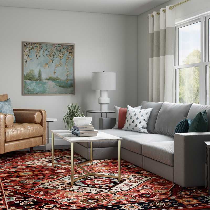 Modern, Midcentury Modern, Minimal Living Room Design by Havenly Interior Designer Caitlin