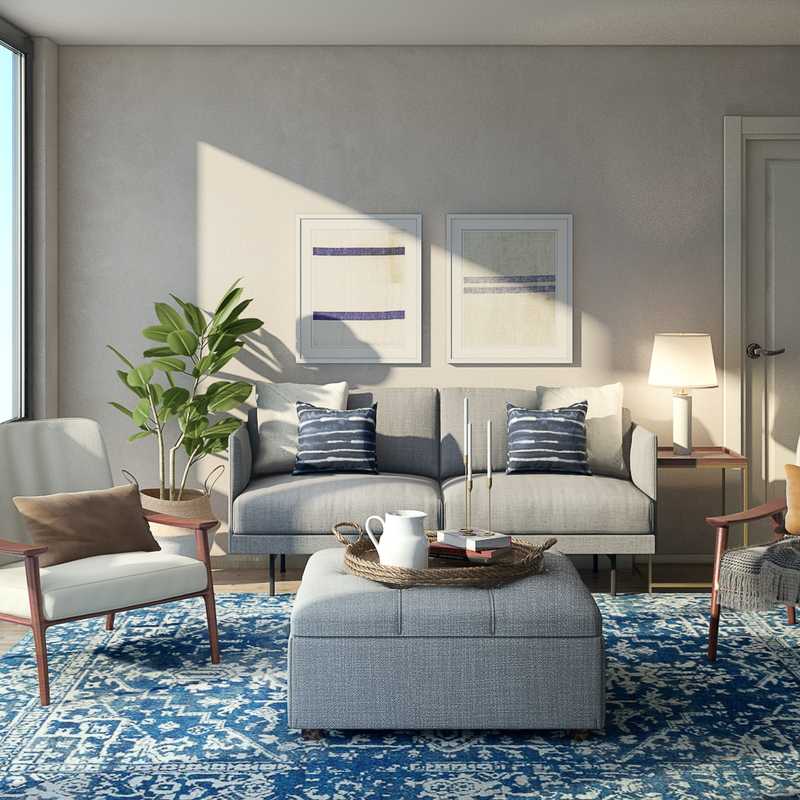 Modern, Eclectic, Bohemian, Coastal, Midcentury Modern, Scandinavian Living Room Design by Havenly Interior Designer Sophia