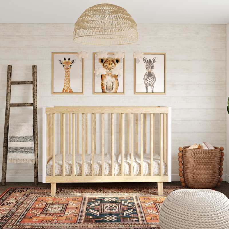 Eclectic, Bohemian, Global, Minimal, Scandinavian Nursery Design by Havenly Interior Designer Kyla