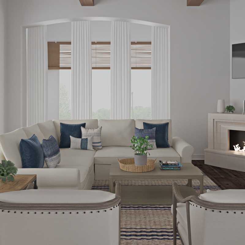 Bohemian, Coastal Living Room Design by Havenly Interior Designer Kaity