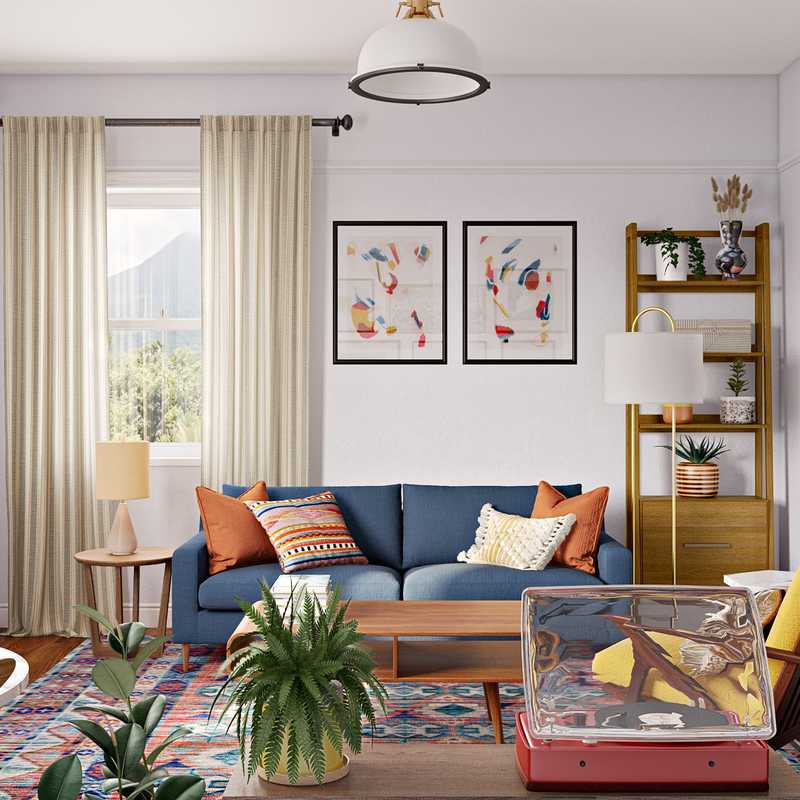 Bohemian, Midcentury Modern Living Room Design by Havenly Interior Designer Dani