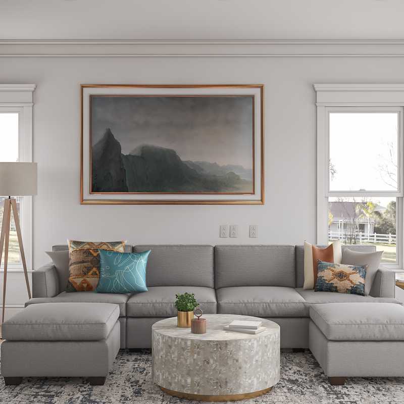 Contemporary, Bohemian, Global Living Room Design by Havenly Interior Designer Emelia