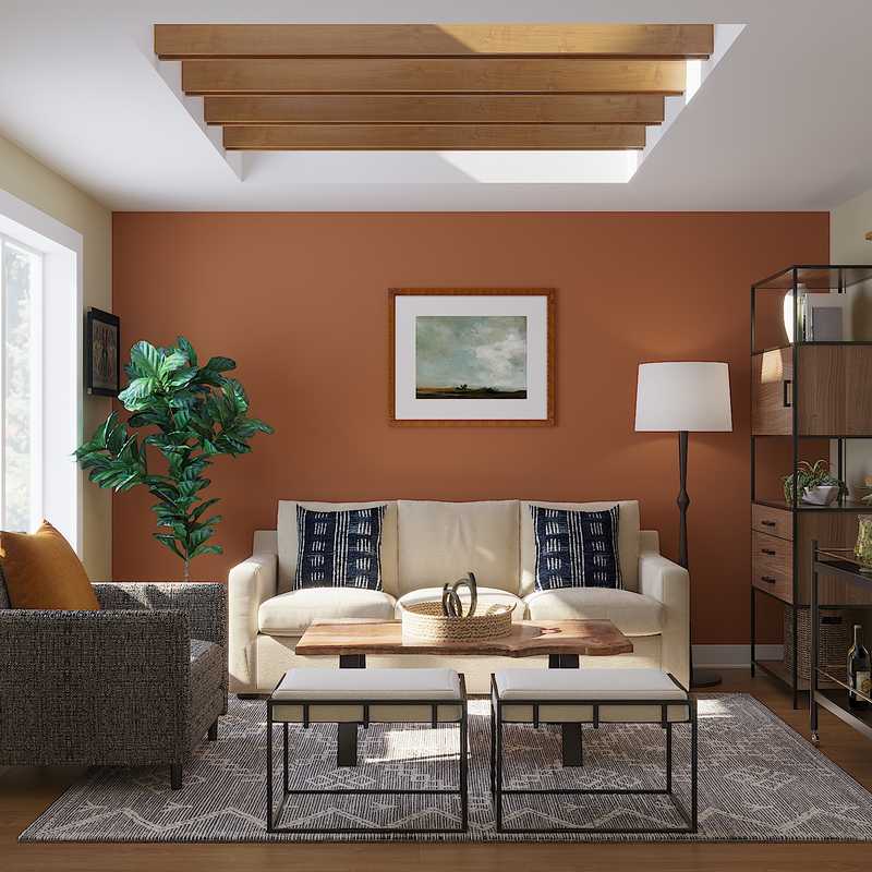 Bohemian, Midcentury Modern Living Room Design by Havenly Interior Designer Brad