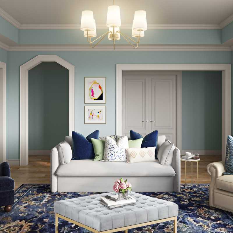 Classic, Glam, Preppy Living Room Design by Havenly Interior Designer Elizabeth