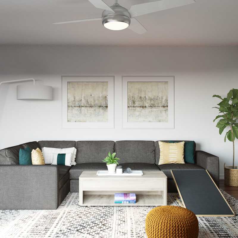 Bohemian, Midcentury Modern Living Room Design by Havenly Interior Designer Erin
