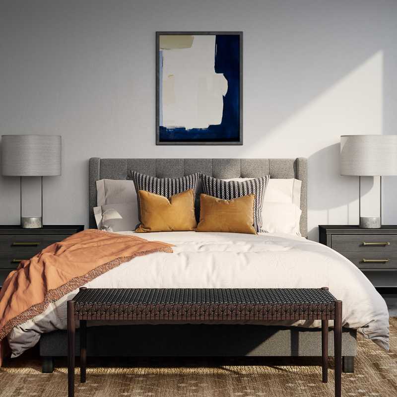 Bohemian, Midcentury Modern Bedroom Design by Havenly Interior Designer Isabella