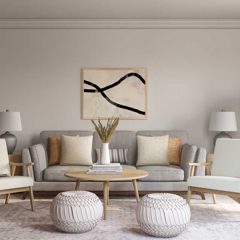 Bohemian, Midcentury Modern Living Room Design by Havenly Interior Designer Karen
