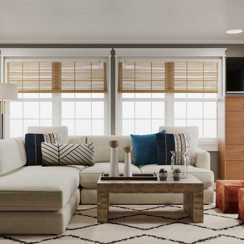 Modern, Bohemian, Coastal, Farmhouse Living Room Design by Havenly Interior Designer Susan